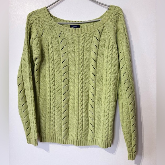 🎉4/30$🎉 Reitmans Green Cable Knit Scoop Neck Sweater – Women’s M - Picture 1 of 4